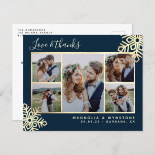 Budget Photo Snowflake Wedding Thank You Postcard