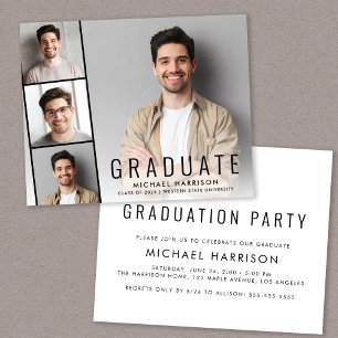 Budget Photo Strip Graduation Party Invitation