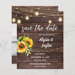 Budget Photo Sunflower Wood & Lights Save the Date