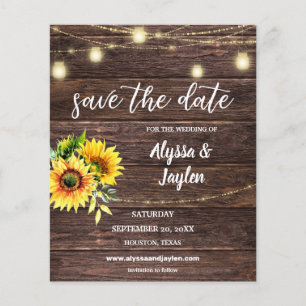Budget Photo Sunflower Wood & Lights Save the Date