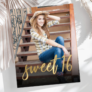Budget Photo Sweet 16 Birthday Party Invitation
