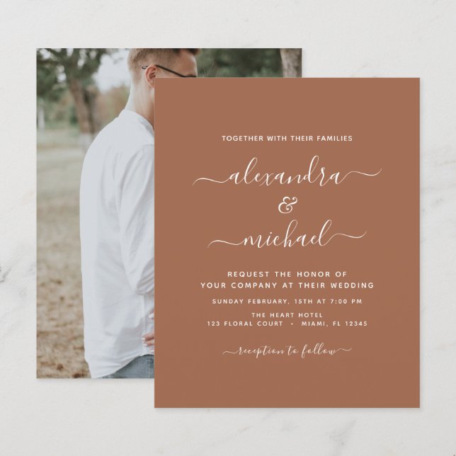 Budget Photo Terra Cotta Boho Wedding Simple (Front/Back)