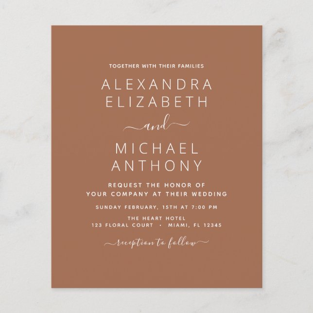 Budget Photo Terra Cotta Boho Wedding Simple Flyer (Front)