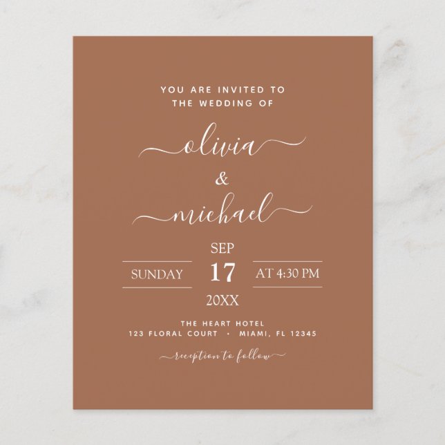 Budget Photo Terracotta Boho Wedding Simple Flyer (Front)