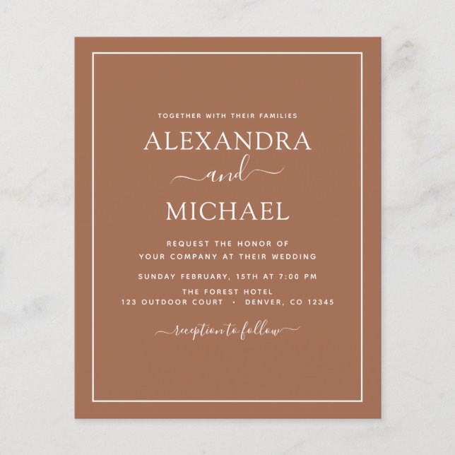 Budget Photo Terracotta Boho Wedding Simple Flyer (Front)