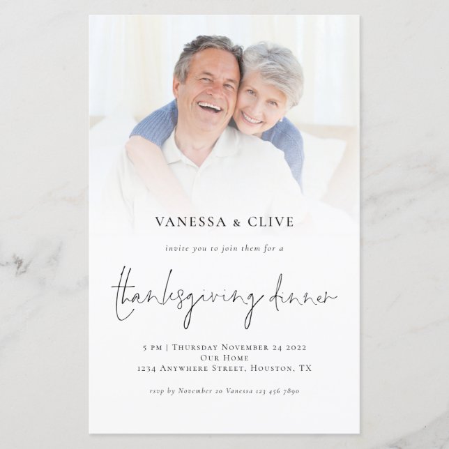 BUDGET Photo Thanksgiving Dinner Invite (Front)