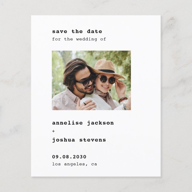 Budget photo typography wedding save the date (Front)