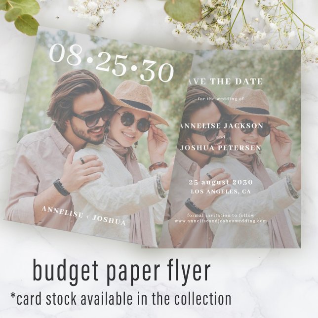 Budget photo typography wedding save the date flyer (Creator Uploaded)