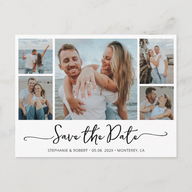 Budget Photo Typography Wedding Save The Date Invitation Postcard (Front)