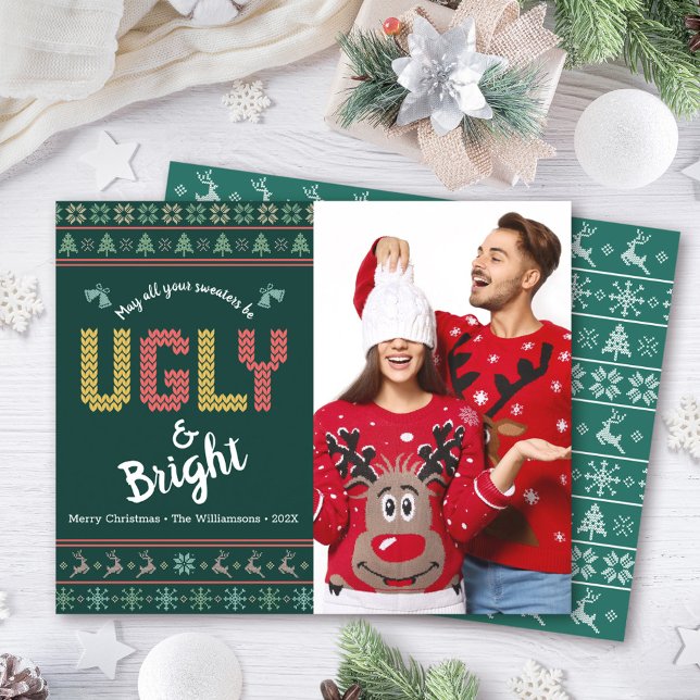 Budget Photo Ugly Sweater Christmas Green Card (Creator Uploaded)