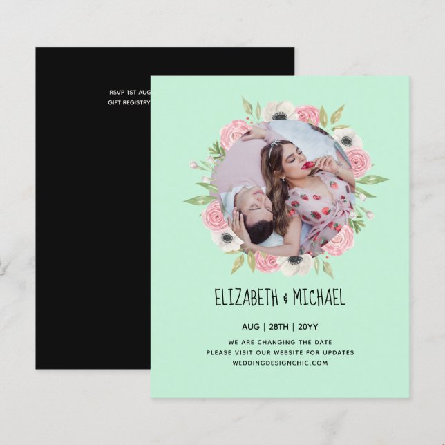 BUDGET PHOTO WEDDING CHANGE THE DATES Floral  (Front/Back)
