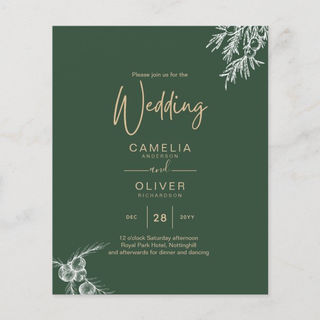 Budget Photo Wedding Invitation GREEN Flyer (Front)
