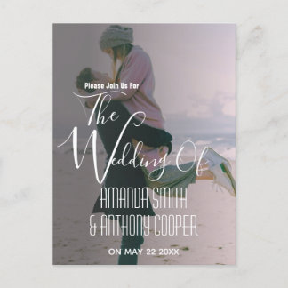 Budget photo wedding invitation information postcard