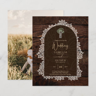 Budget Photo Wedding Invitation Rustic Lace Wood