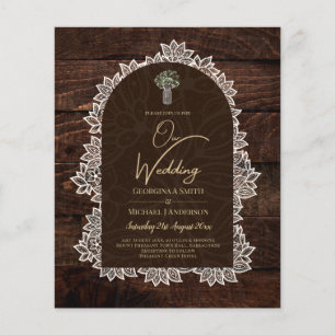 Budget Photo Wedding Invitation Rustic Lace Wood Flyer