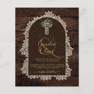 BUDGET Photo Wedding Invitation Rustic Wood Lace Flyer