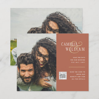 Budget Photo Wedding Invitation Save Date QR Code