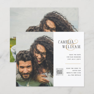 Budget Photo Wedding Invitation Save Date QR Code 