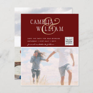 BUDGET Photo Wedding Invitation Save Date QR Code