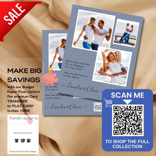 BUDGET Photo Wedding Invitation Save Date QR Code Flyer (Creator Uploaded)