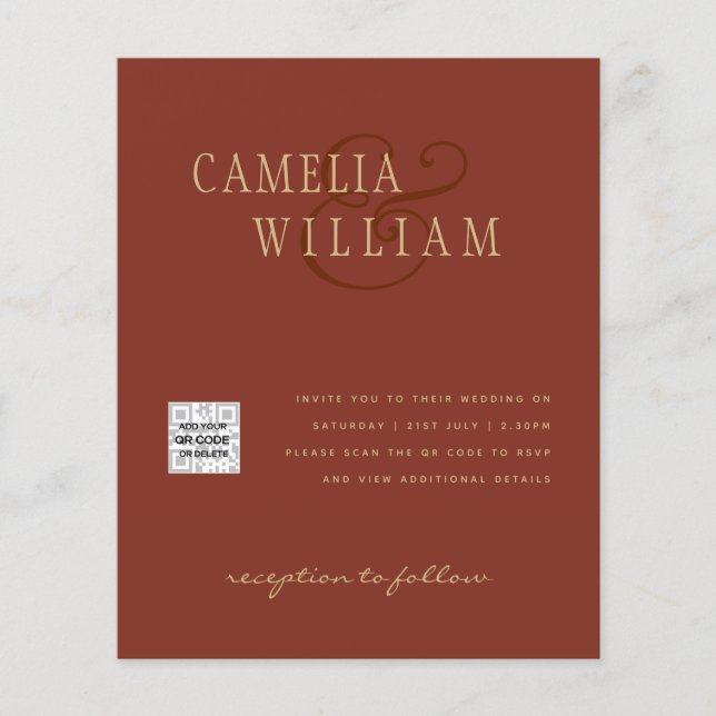 Budget Photo Wedding Invitation Save Date QR Code  Flyer (Front)