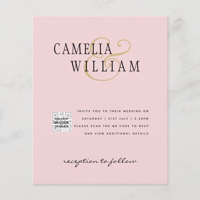 Budget Photo Wedding Invitation Save Date QR Code  Flyer (Front)