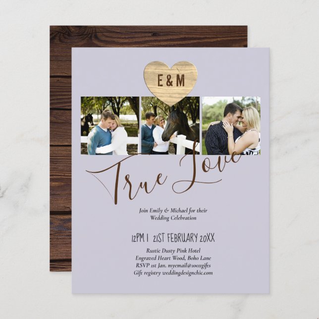 BUDGET Photo Wedding Invite Save Date Announcement (Front/Back)