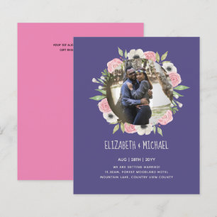 BUDGET PHOTO WEDDING INVITES - Floral Wreath