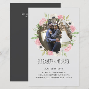 BUDGET PHOTO WEDDING INVITES - Floral Wreath