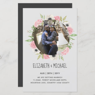 BUDGET PHOTO WEDDING INVITES - Floral Wreath