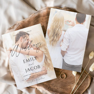 Budget Photo Wedding Modern Script Typography Flyer