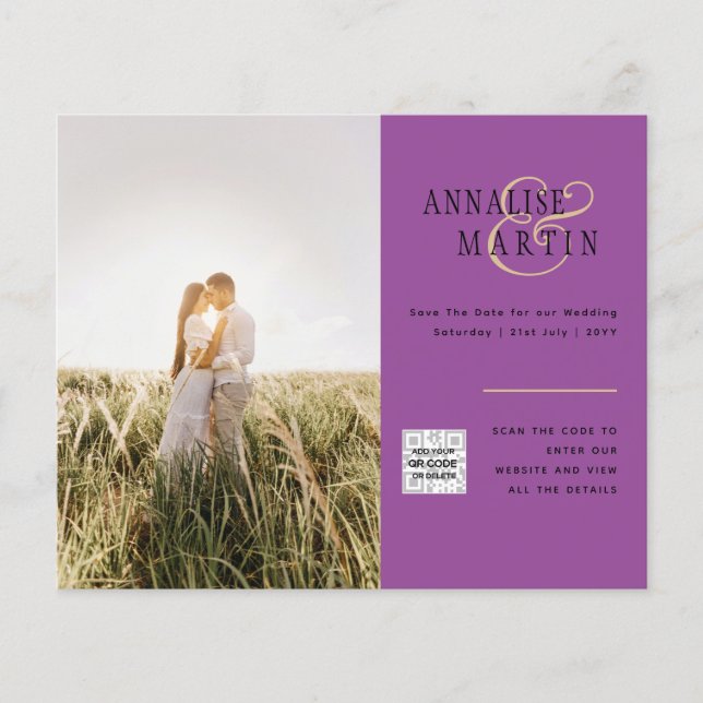 BUDGET PHOTO WEDDING QR CODE SAVE DATE FLYER (Front)