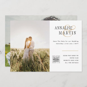 BUDGET PHOTO WEDDING QR CODE SAVE DATE INVITATION