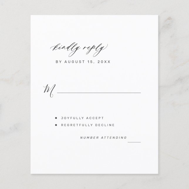 Budget PHOTO wedding script RSVP card (Front)