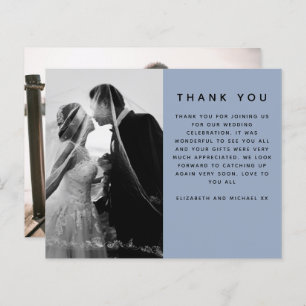 BUDGET Photo Wedding Thank You Modern Blue Simple