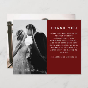 BUDGET Photo Wedding Thank You Modern Burgundy Red