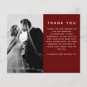 BUDGET Photo Wedding Thank You Modern Burgundy Red Flyer