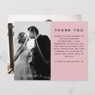 BUDGET Photo Wedding Thank You Modern Pink Simple