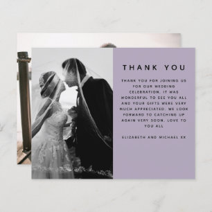 BUDGET Photo Wedding Thank You Modern Purple Plain