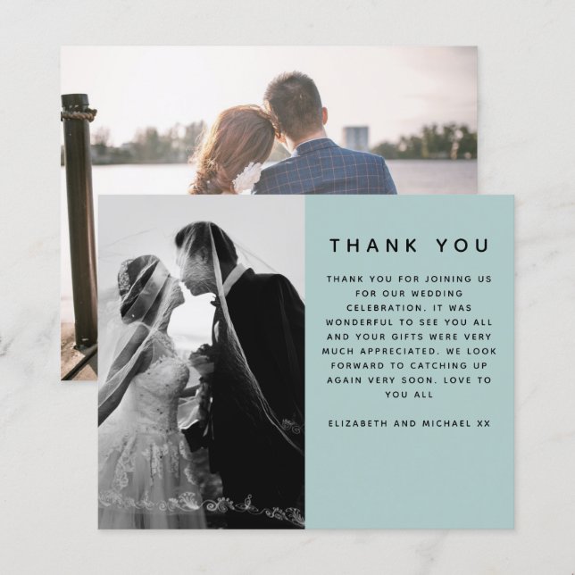 BUDGET Photo Wedding Thank You Modern Sage Simple (Front/Back)