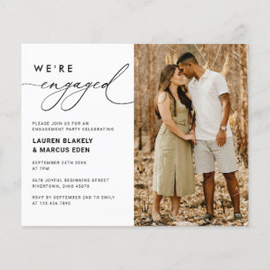 Budget Photo We're Engaged Engagement Invitation Flyer