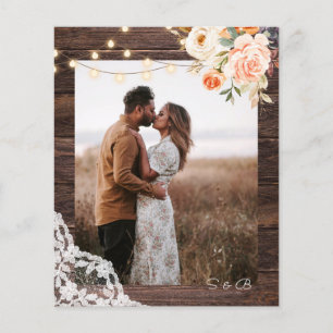 Budget Photo Wood, Lace Pink Floral Save the Date  Flyer