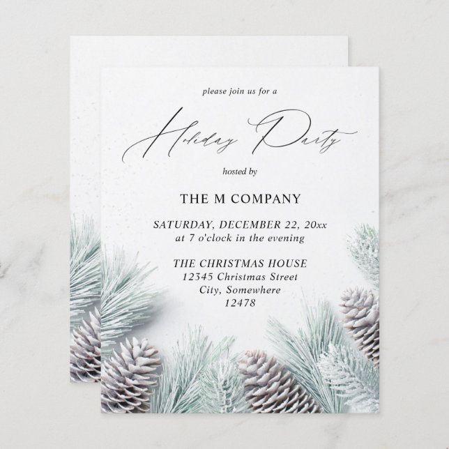 Budget Pine Cone & Snow Holiday Party (Front/Back)