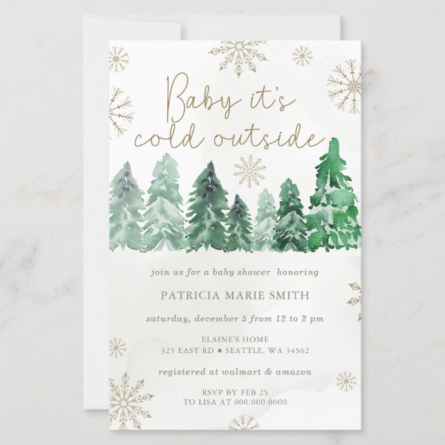 Budget Pine Trees Gender neutral Baby Shower (Front)