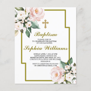 Budget Pink and White Baptism İnvitation