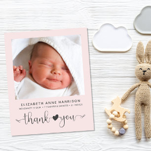 Budget Pink Baby Girl Photo Birth Announcement
