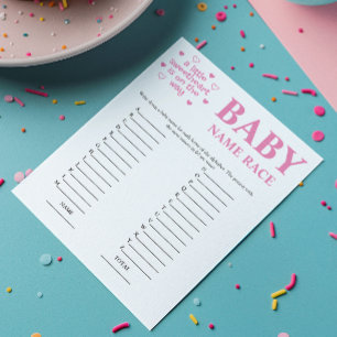 Budget Pink Baby Name Race Baby Shower Game
