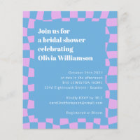 Budget Pink Blue Chequered Retro Bridal Shower
