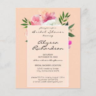 Budget Pink Blush White Floral 2B Bridal Shower Flyer