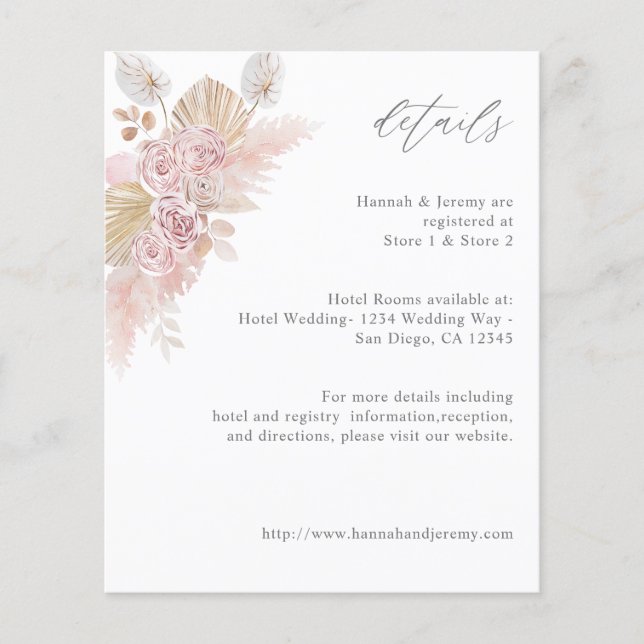 Budget Pink Boho Floral Details  Flyer (Front)